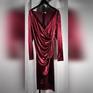 Chic Long Sleeve Burgundy Dress